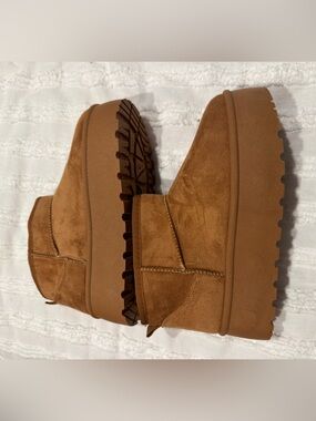 Tan Suede Platform Ankle Booties - Women